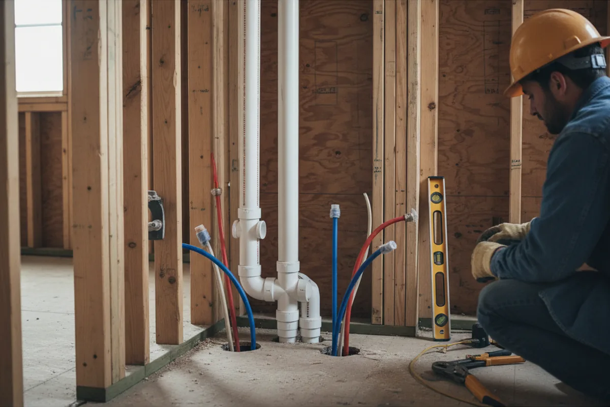 Drain and supply rough-in during Sump Pump Repair in Glenarm