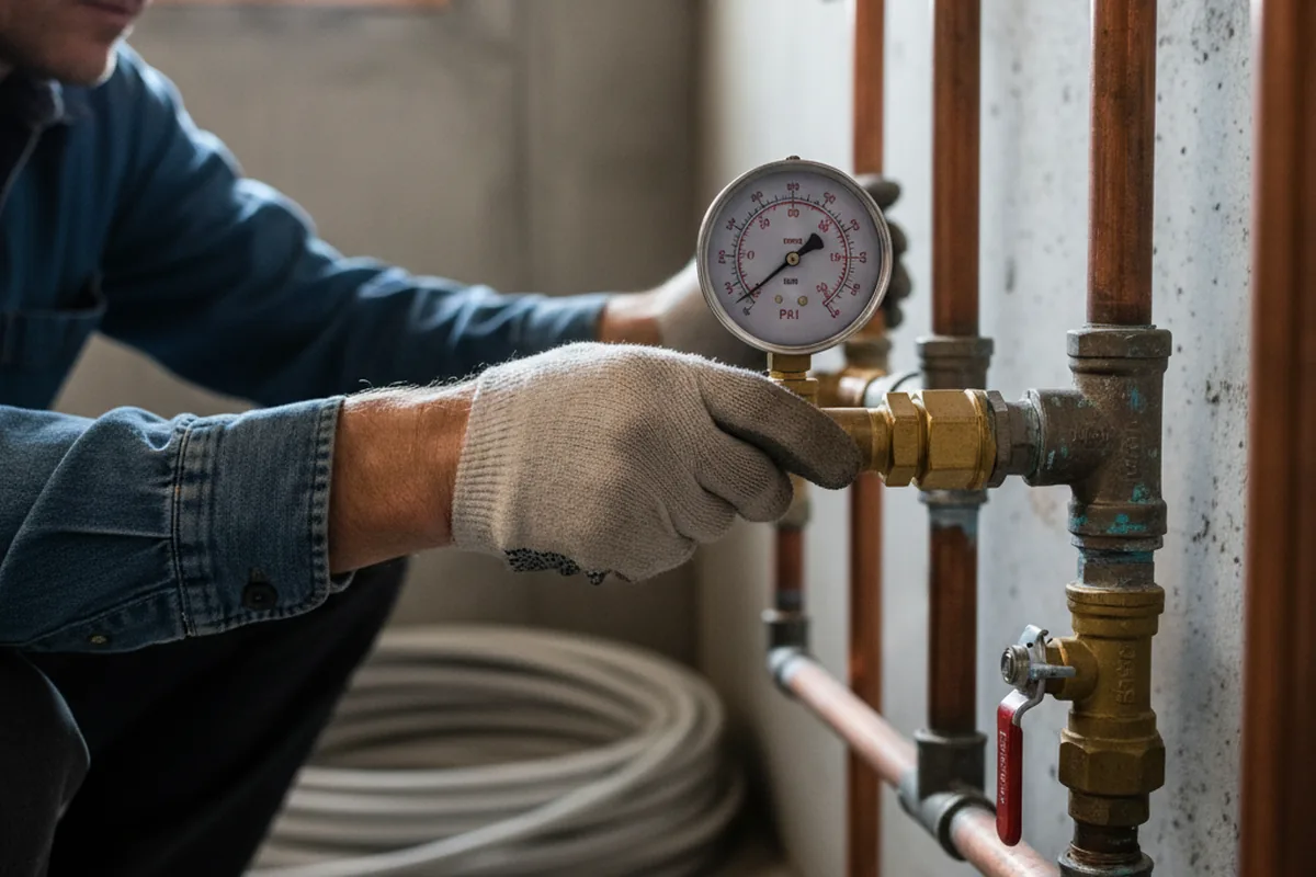 Pressure testing a repaired line during Water Line Repair in Glenarm